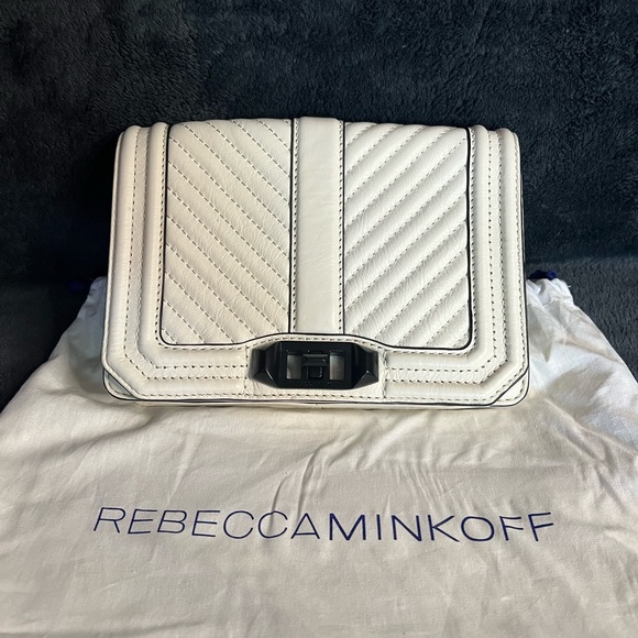 Rebecca Minkoff Chevron Small Love Crossbody in Antique White NWOT - Picture 5 of 9